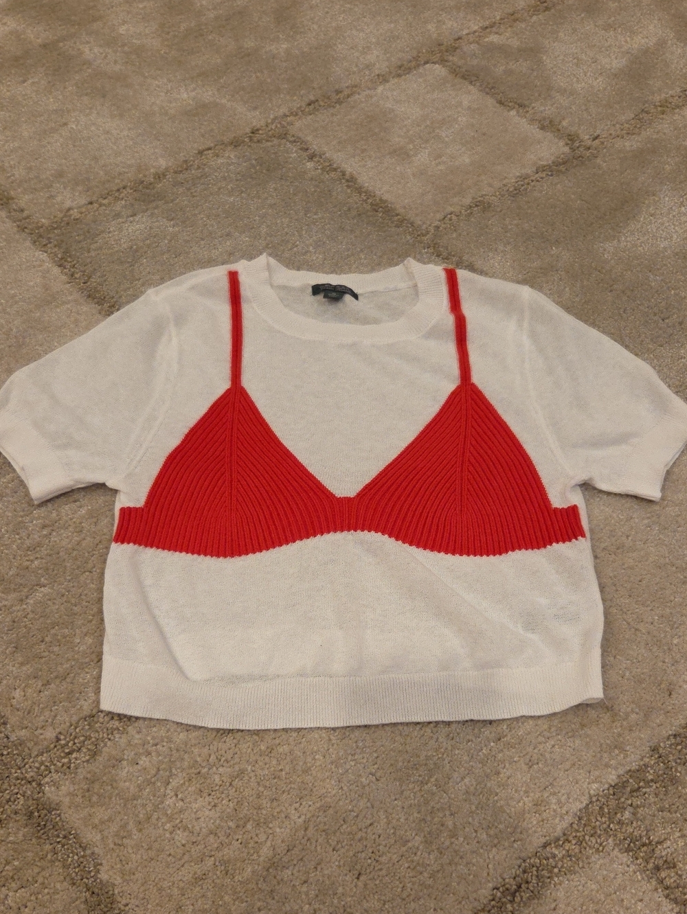 wild fable White Knit Short-Sleeve Sheer Crop Top NWOT